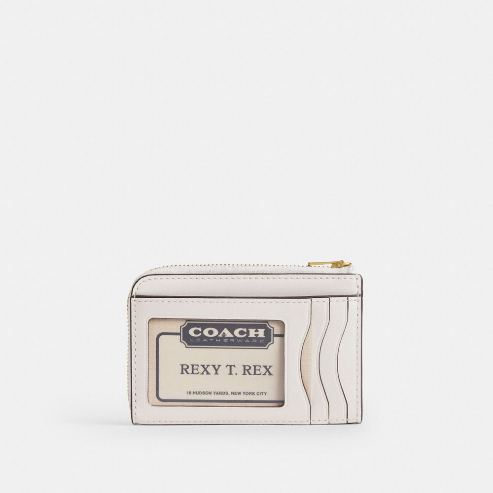Coach Essential Key Zip Card Case - Brass/Chalk