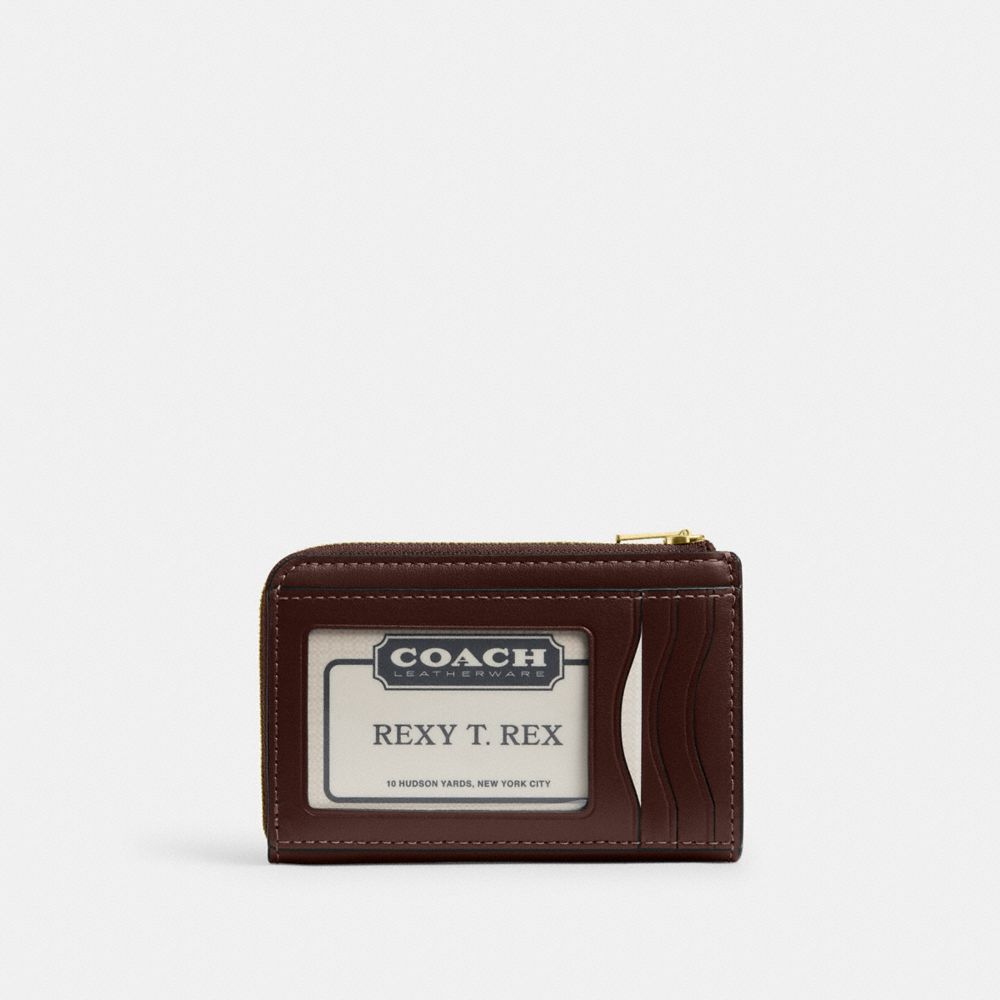 Coach Essential Key Zip Card Case - Brass/Maple