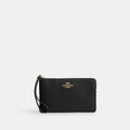 Coach Large Corner Zip Wristlet In Gold Hardware