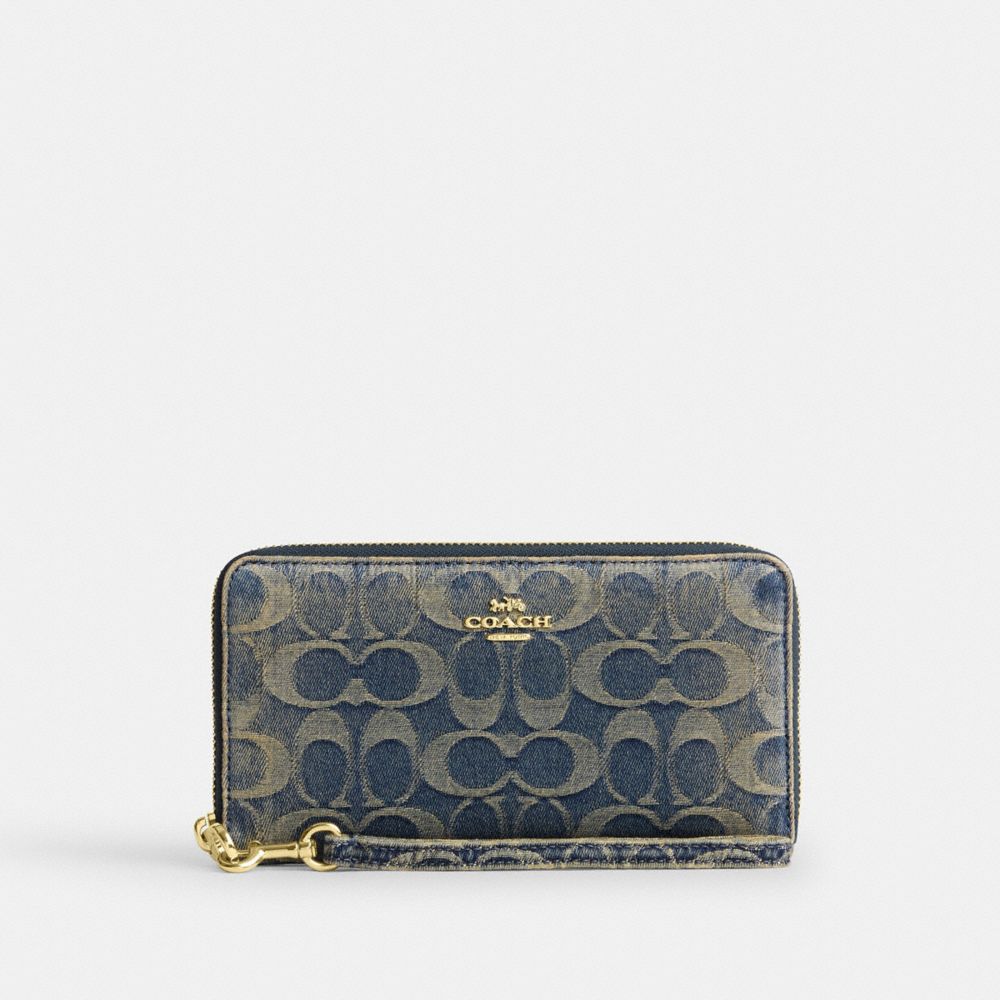 Coach Long Zip Around Wallet In Crossgrain Leather