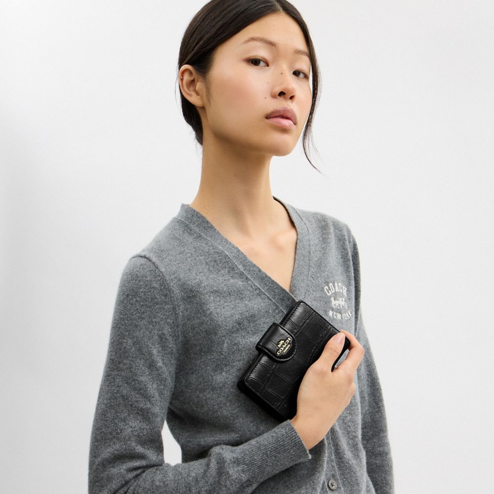 Coach Medium Corner Zip Wallet In Crocodile-Embossed Leather