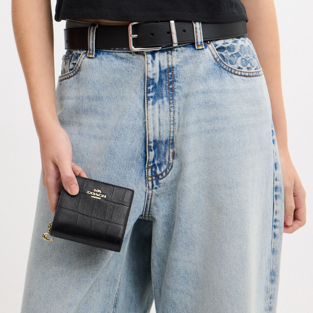 Coach Snap Wallet In Crocodile-Embossed Leather