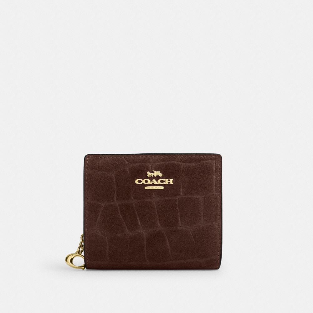 Coach Snap Wallet In Crocodile-Embossed Leather