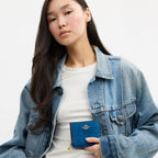 Coach Snap Wallet In Crocodile-Embossed Leather