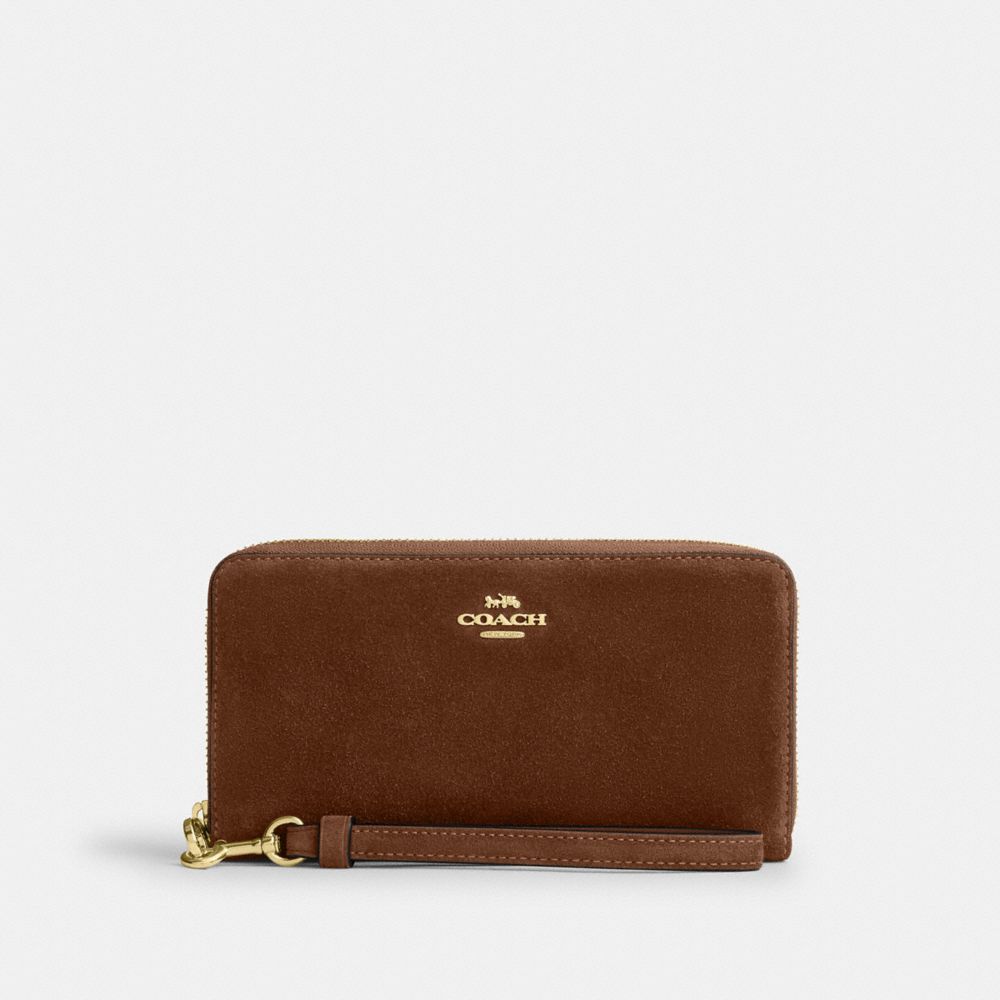 Coach Long Zip Around Wallet In Crossgrain Leather