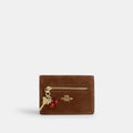 Coach Card Case With Charms Suede - Gold/Warm Brown