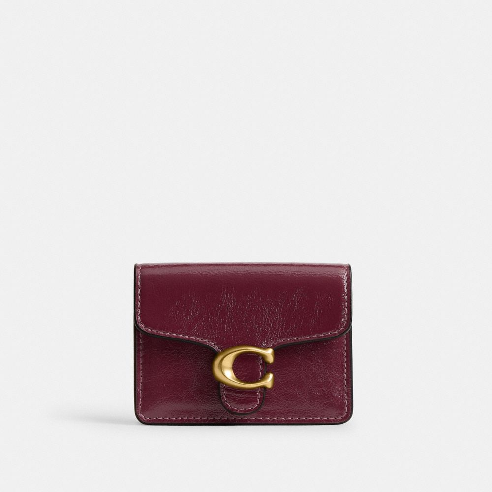 Coach Tabby Card Case - Brass/Dark Cherry