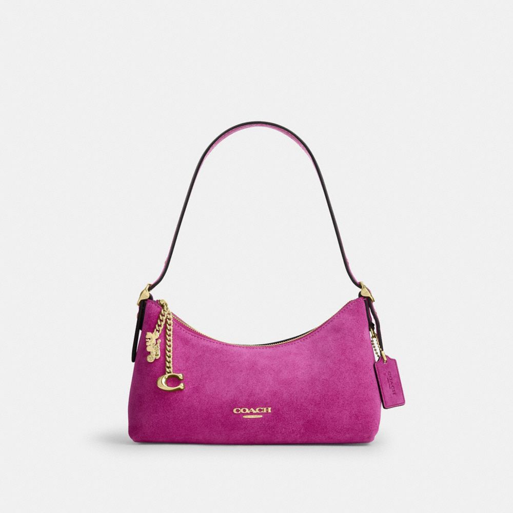 Coach Emeilia Shoulder Bag Suede Magenta