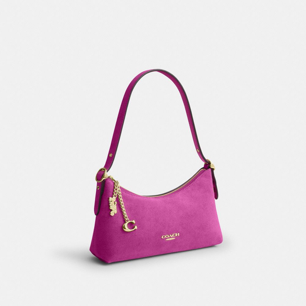 Coach Emeilia Shoulder Bag Suede Magenta angle
