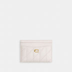 Coach Essential Card Case With Pillow Quilting - Leather Brass/Chalk