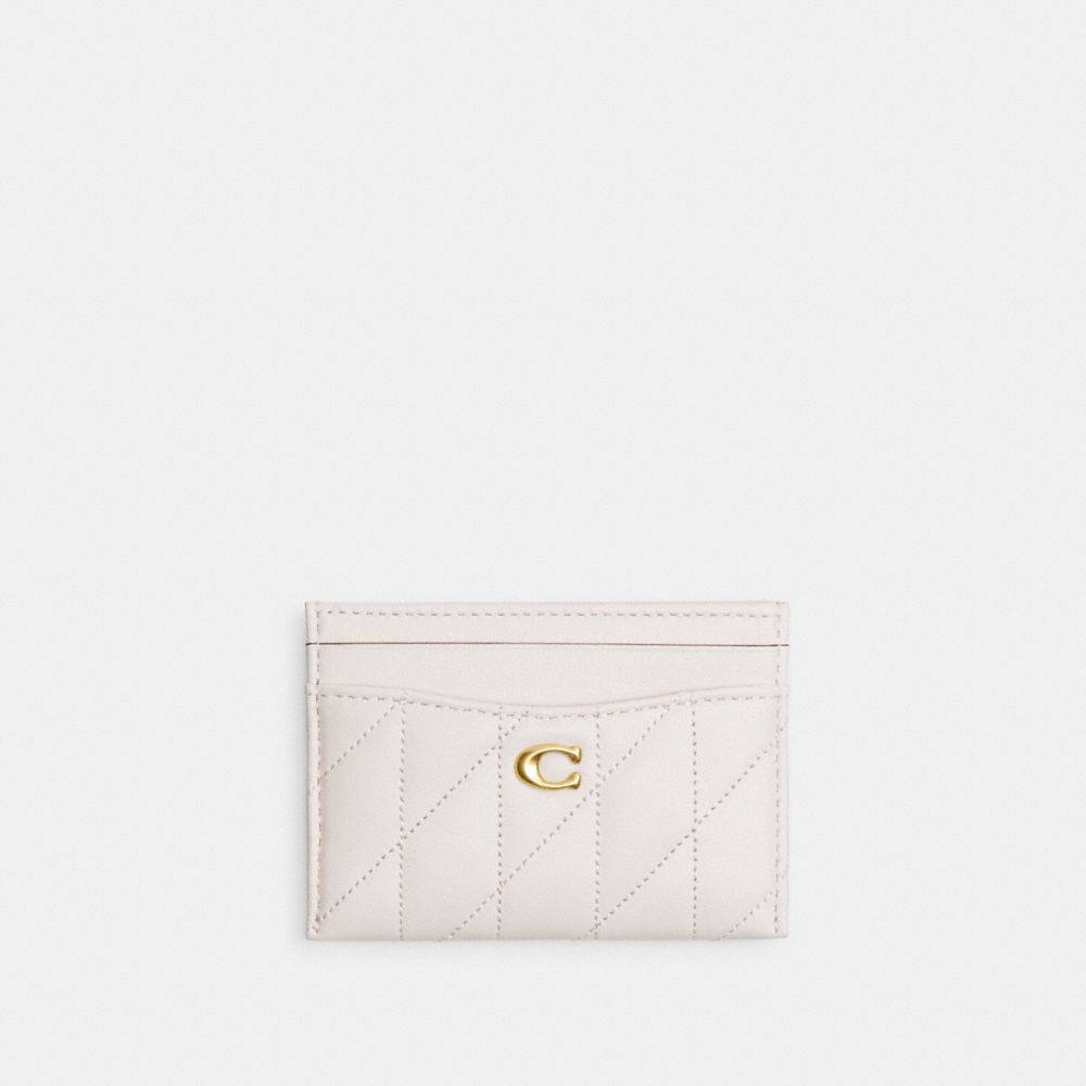 Coach Essential Card Case With Pillow Quilting - Leather Brass/Chalk