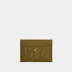 Coach Essential Card Case With Pillow Quilting - Leather Brass/Muted Olive
