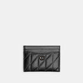 Coach Essential Card Case With Pillow Quilting - Leather Pewter/Black
