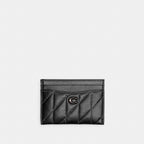 Coach Essential Card Case With Pillow Quilting - Leather Pewter/Black