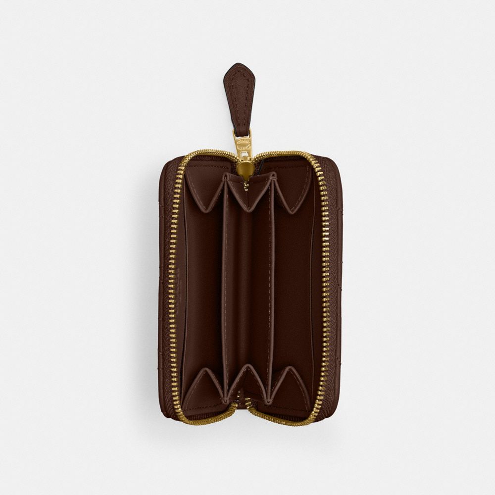 Coach Essential Small Zip Around Card Case With Pillow Quilting