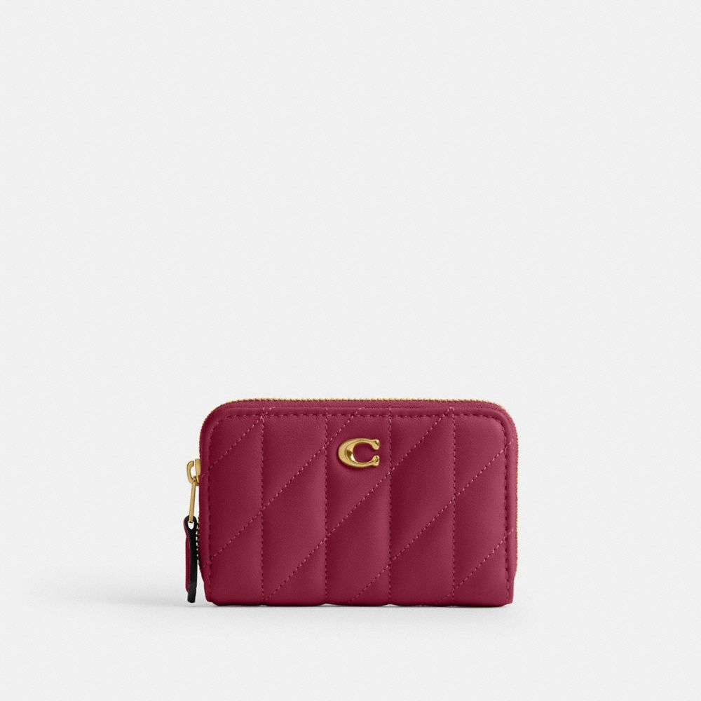 Coach Essential Small Zip Around Card Case With Pillow Quilting