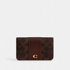 Coach Essential Slim Card Case Signature Canvas Brass/Maple