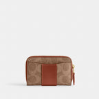Coach Essential Small Zip Around Card Case - Signature Canvas Brass/Tan Caramel