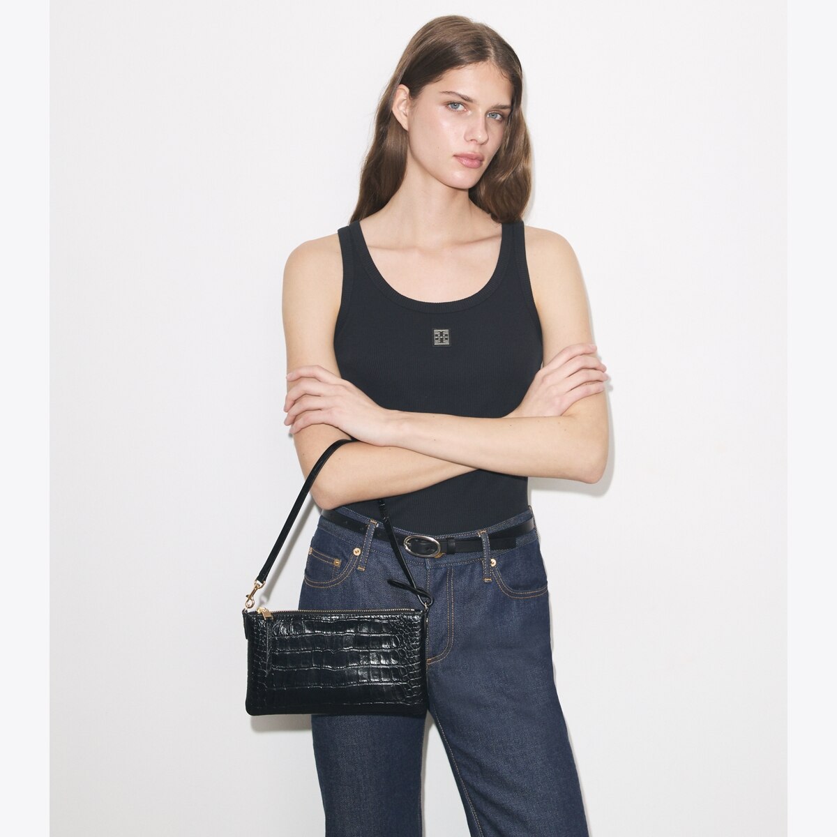 Tory Burch Croc-Embossed Pochette
