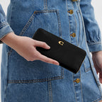 Coach Essential Slim Accordion Zip Wallet Black angle