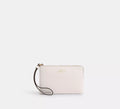 Coach Corner Zip Wristlet In Signature Canvas With Stripe