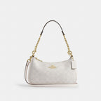 Coach Teri Shoulder Bag Signature Canvas Gold White Chalk