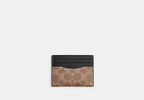 Coach Slim ID Card Case Signature Canvas Tan & Black