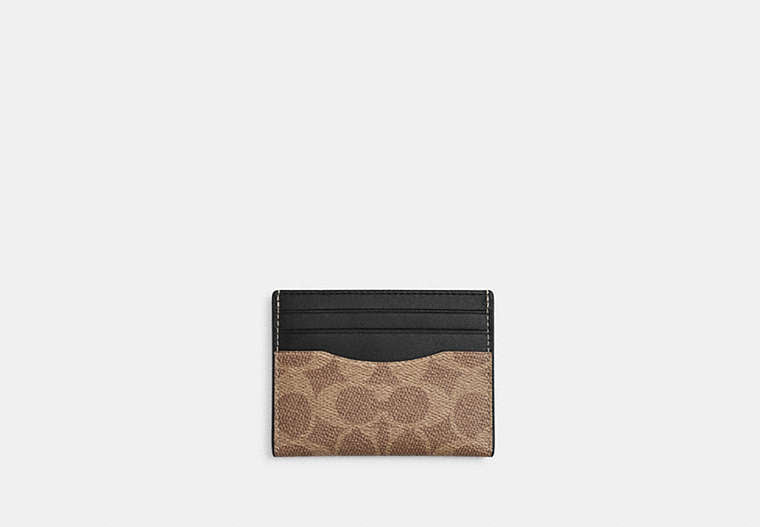 Coach Slim ID Card Case Signature Canvas Tan & Black