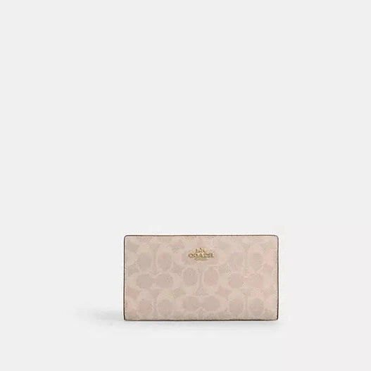 Coach Slim Zip Wallet In Signature Canvas