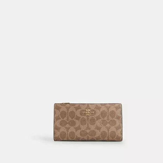 Coach Slim Zip Wallet In Signature Canvas