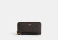Coach Long Zip Around Wallet Signature Canvas Gold/Walnut/Black