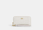 Coach Long Zip Around Wallet Signature Canvas Gold/White/Chalk
