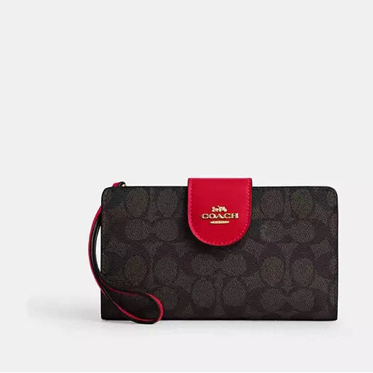 Coach Phone Wallet In Colorblock Signature Canvas
