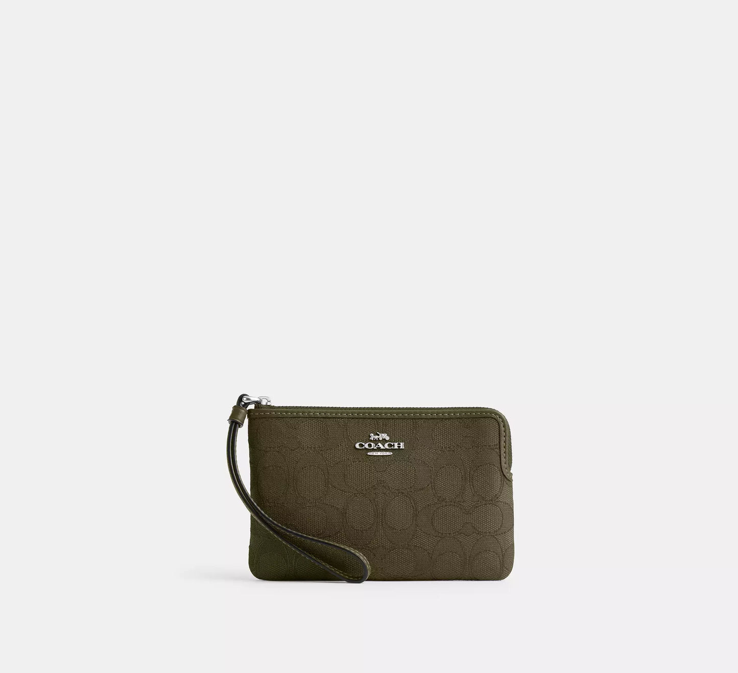 Coach Corner Zip Wristlet In Signature Canvas With Stripe