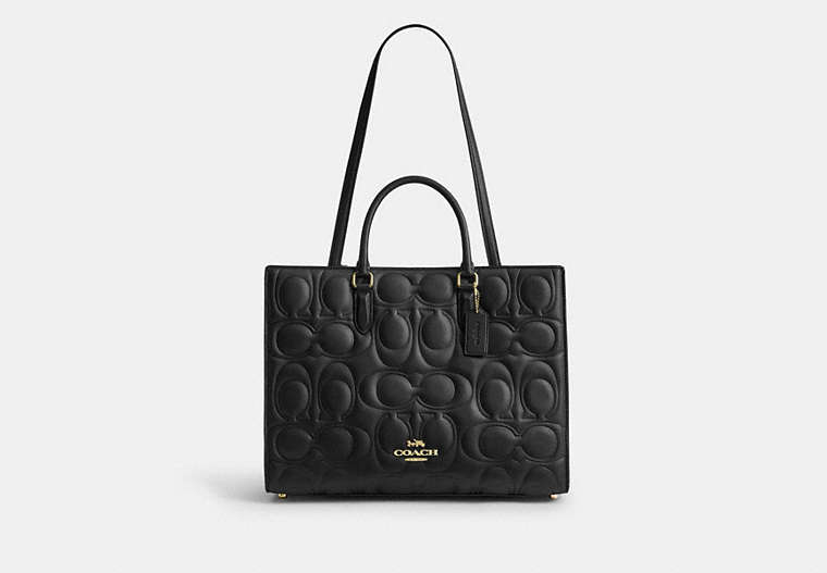 Coach Maggie Tote Bag Signature Leather - Gold/Black