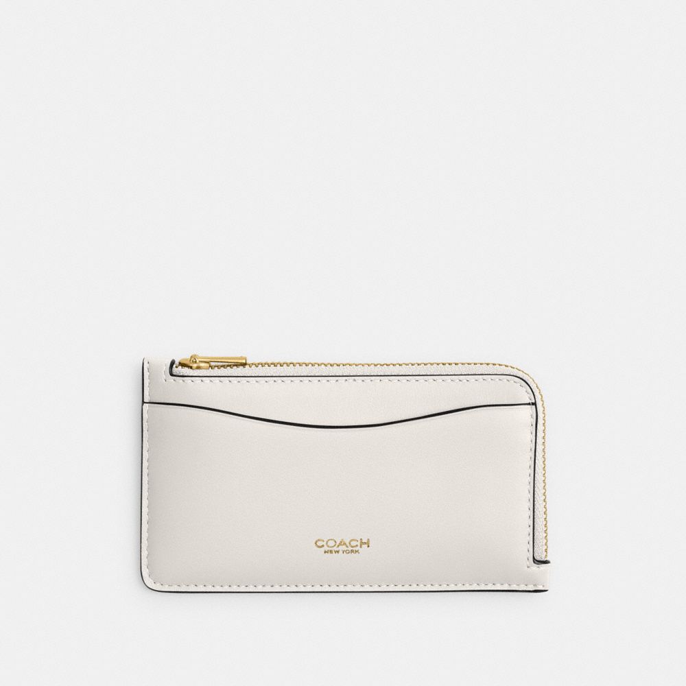 Coach New York Zip Card Case - Brass/Chalk