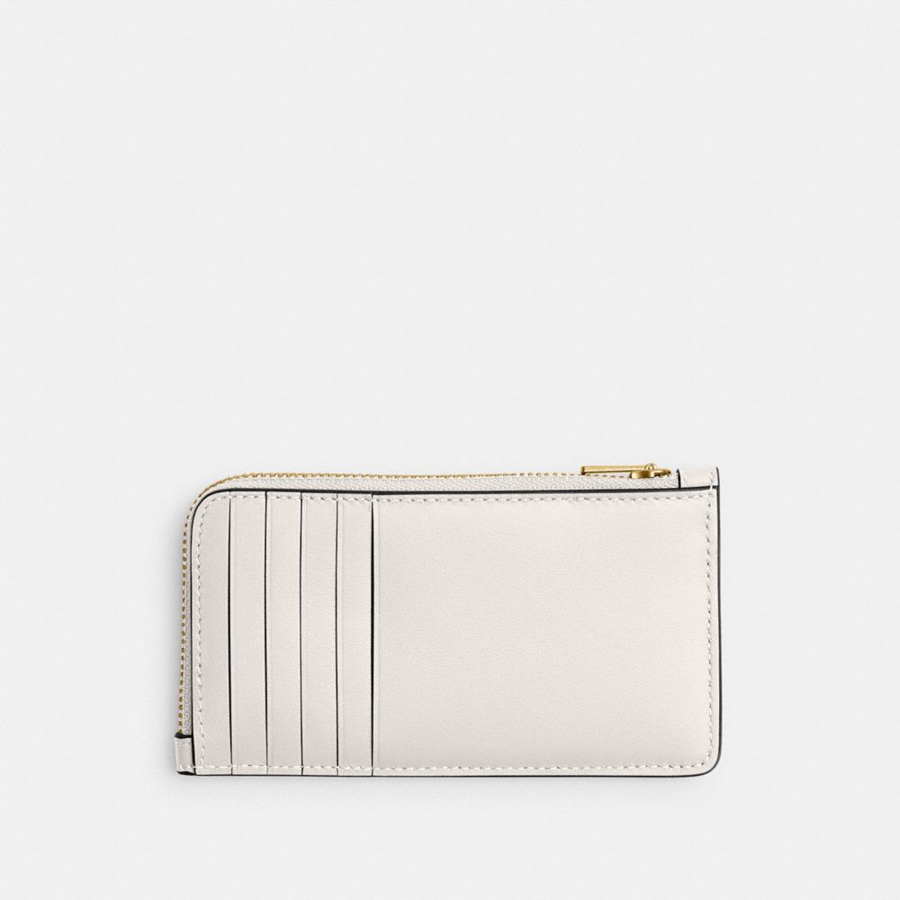Coach New York Zip Card Case - Brass/Chalk