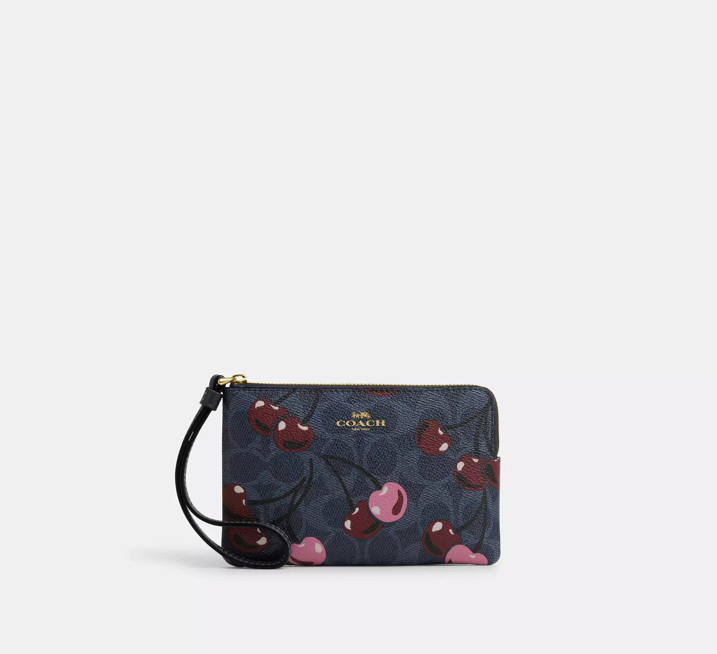 Coach Corner Zip Wristlet In Signature Canvas With Stripe