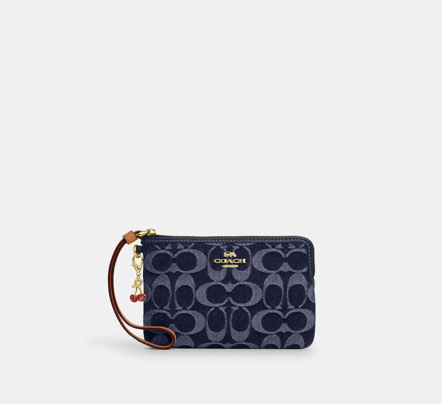 Coach Corner Zip Wristlet In Signature Canvas With Stripe