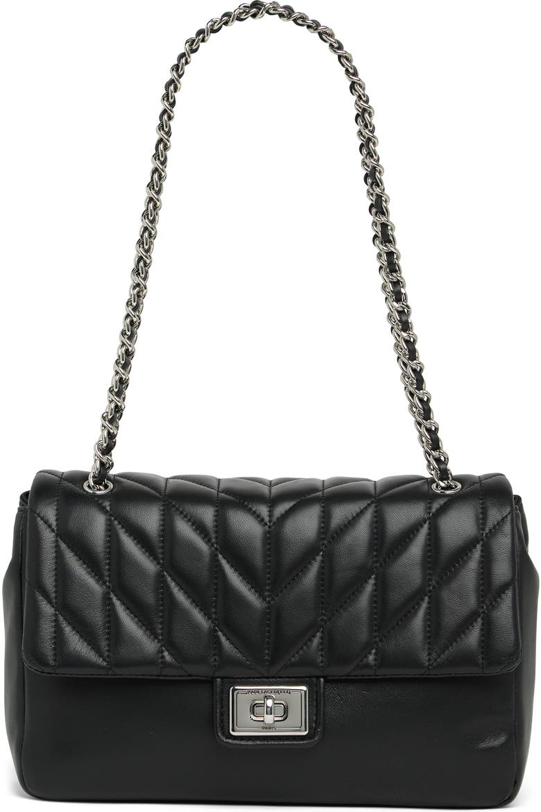 Karl Lagerfeld Agyness Large Leather Shoulder Bag