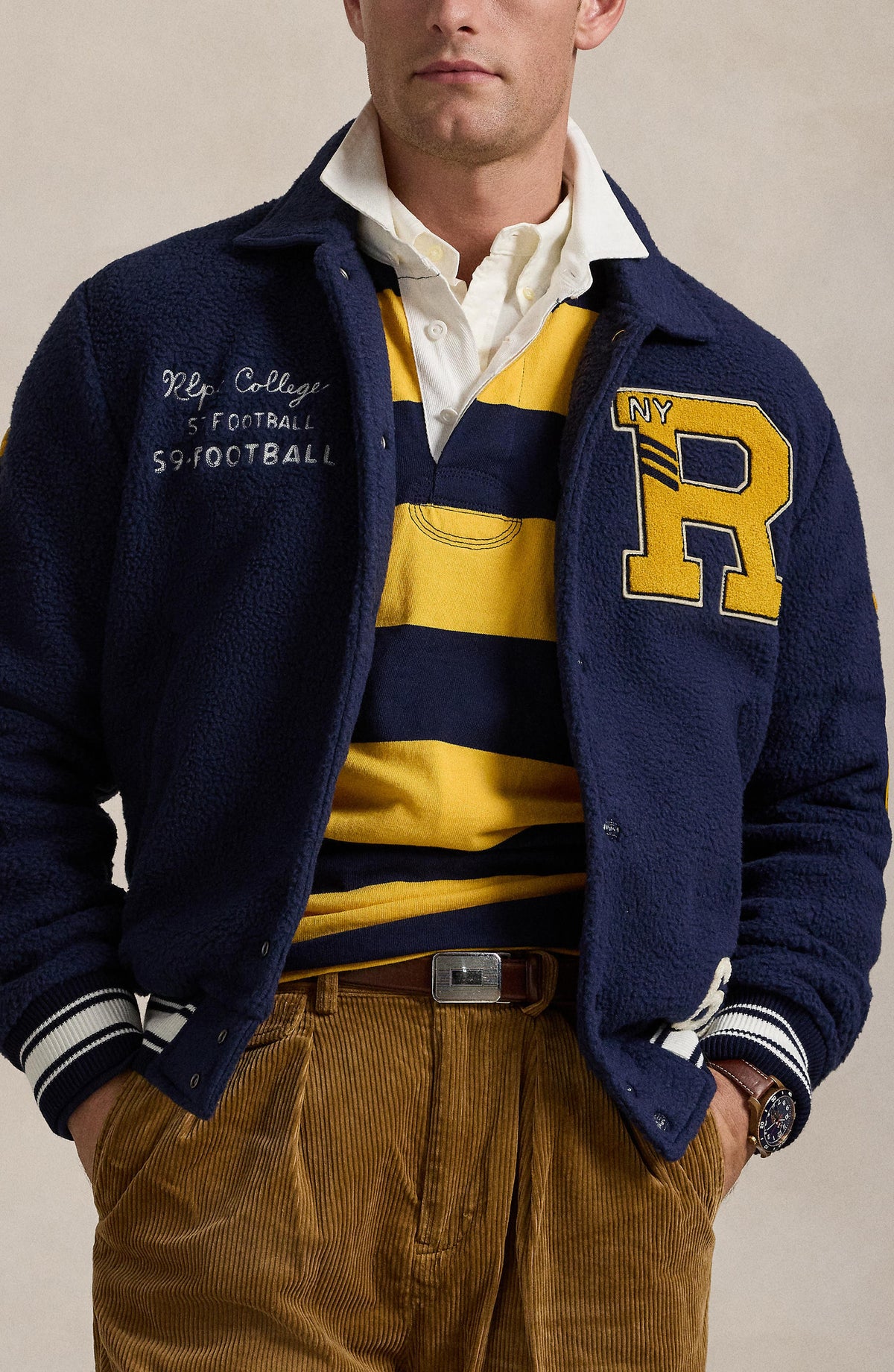 Ralph Lauren Men's Vintage Curly Pile Fleece Jacket - Navy