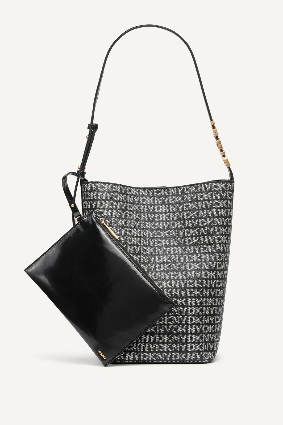 DKNY Avril Logo Bucket Bag - Black Logo Black