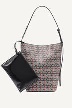 DKNY Avril Logo Bucket Bag - Black/Saddle