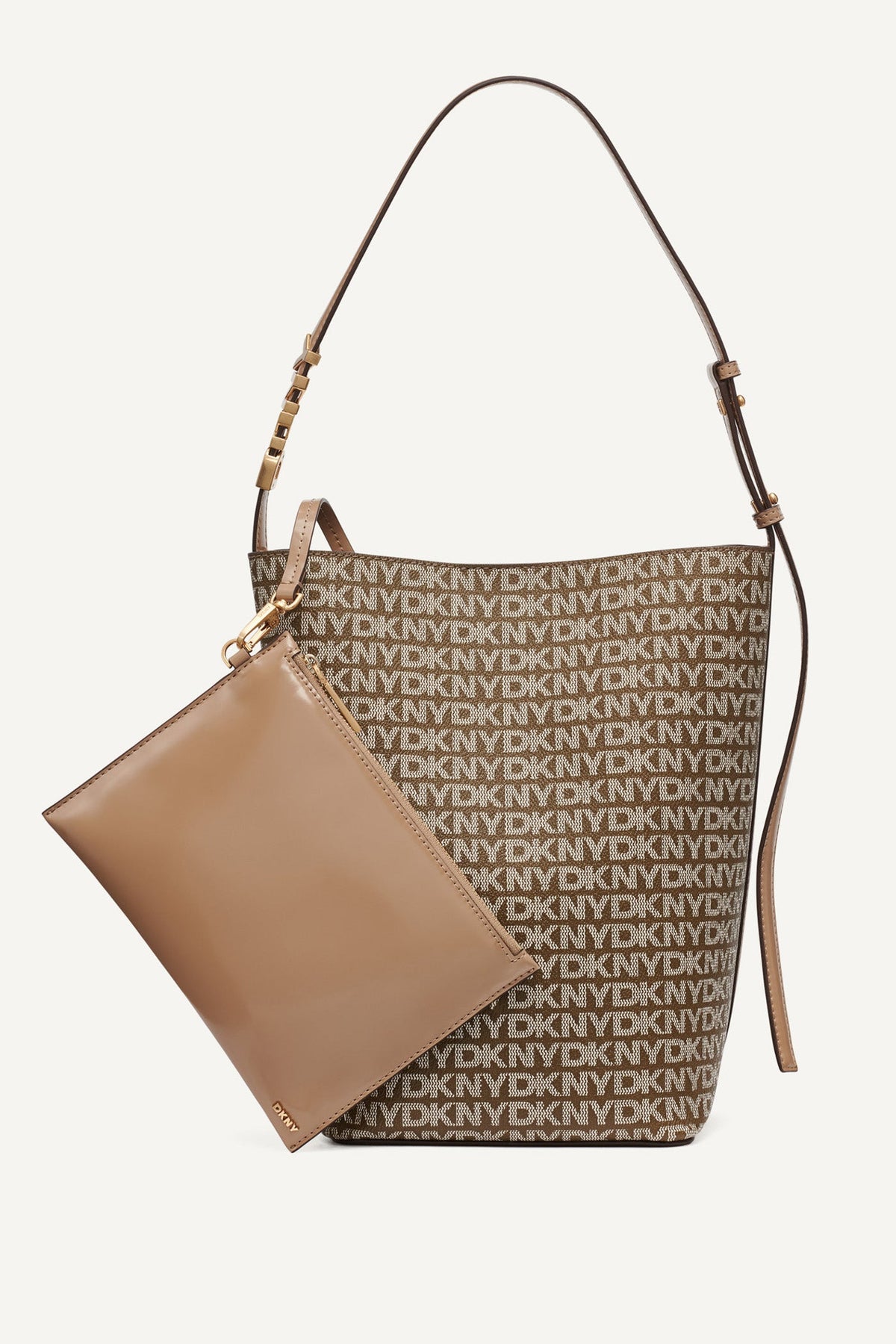 DKNY Avril Logo Bucket Bag - Chino/Cappuccino