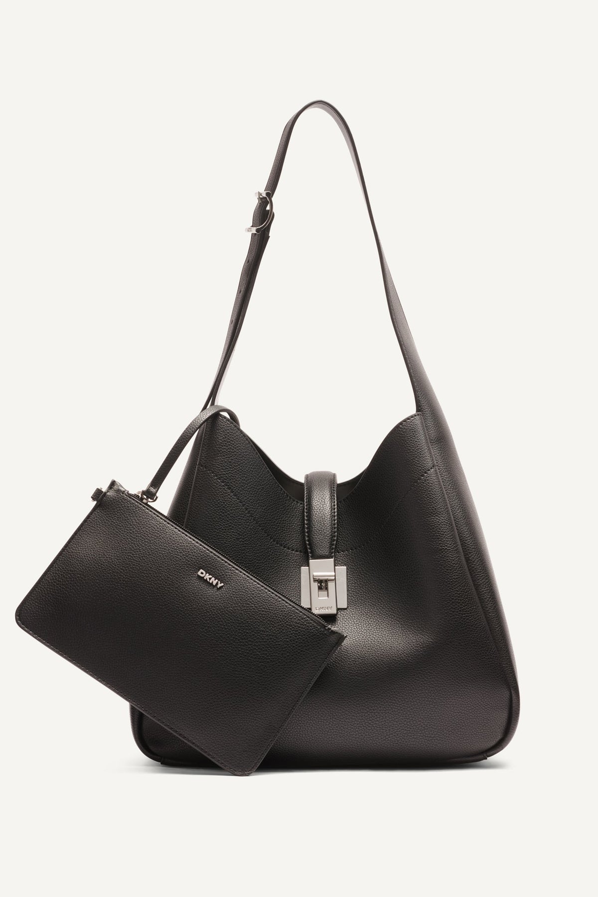 DKNY Daria Large Hobo Bag - Black/Silver
