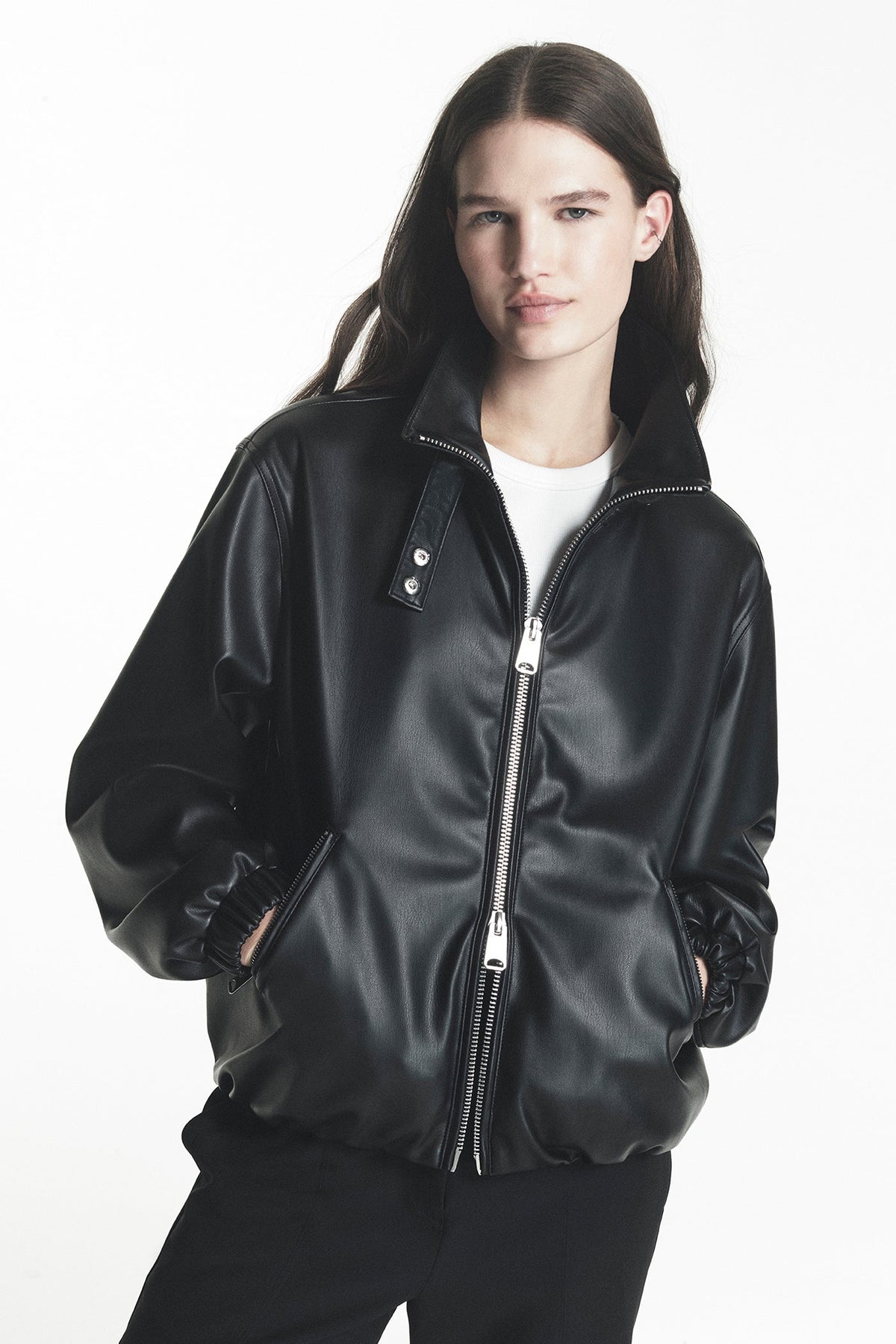 DKNY Women's Faux Leather Bomber