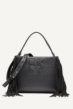 DKNY Foster Medium Fringe Satchel - Black/Silver