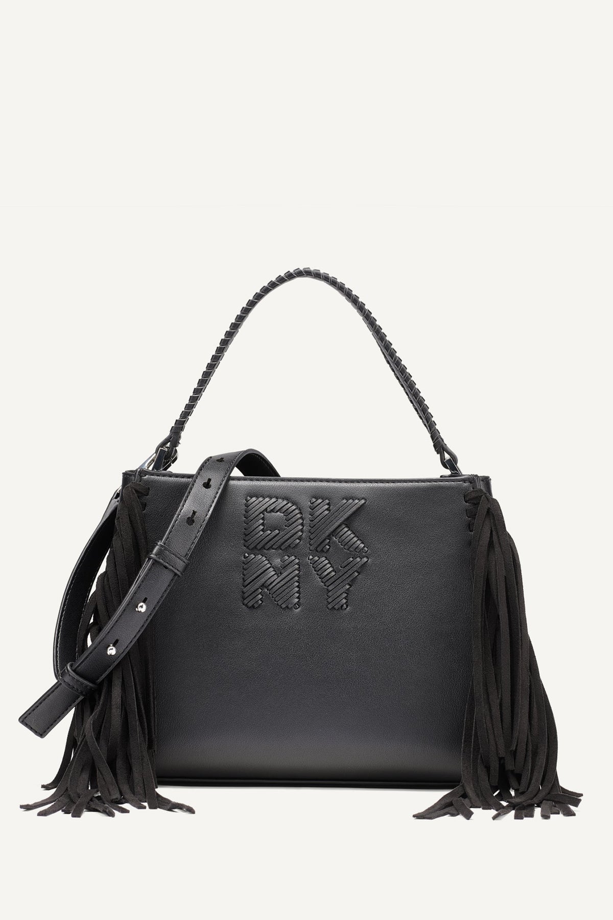 DKNY Foster Medium Fringe Satchel - Black/Silver