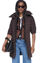 DKNY Women's Hooded Stand Collar Puffer