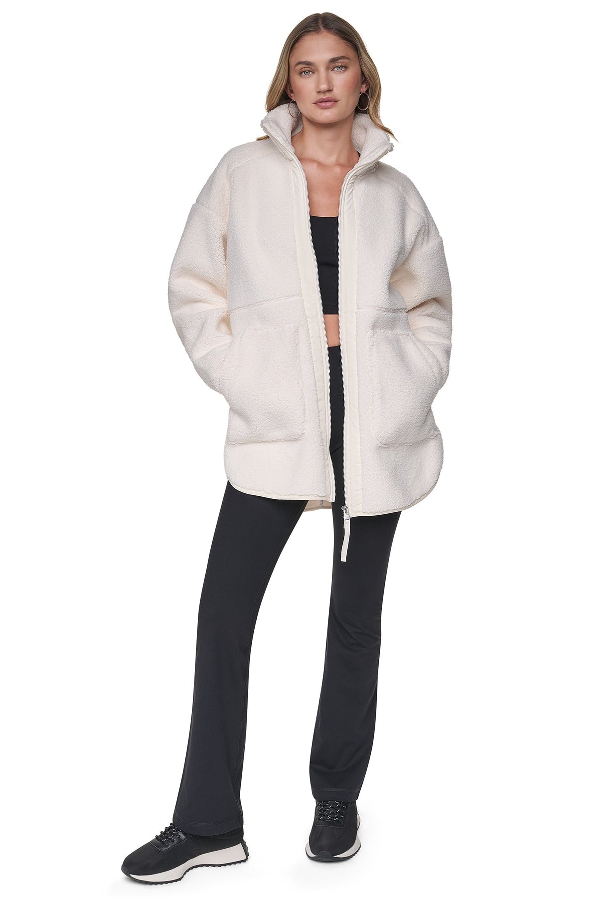 DKNY Women's Long Sherpa Jacket